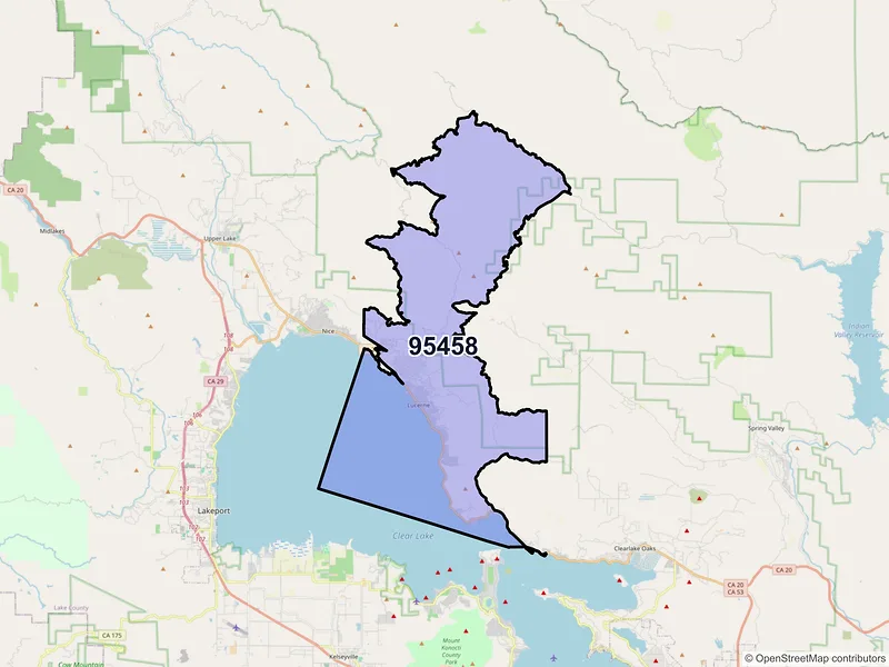 Map of ZIP Code 95458 — Lucerne, CA