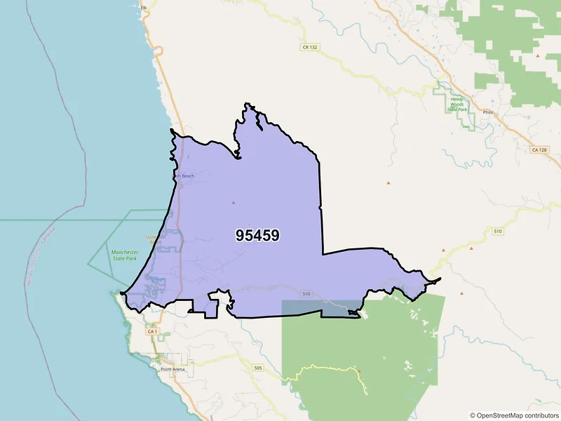 Map of ZIP Code 95459 — Manchester, CA