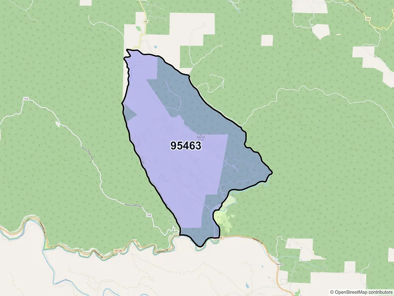 Map of ZIP Code 95463 — Navarro, CA