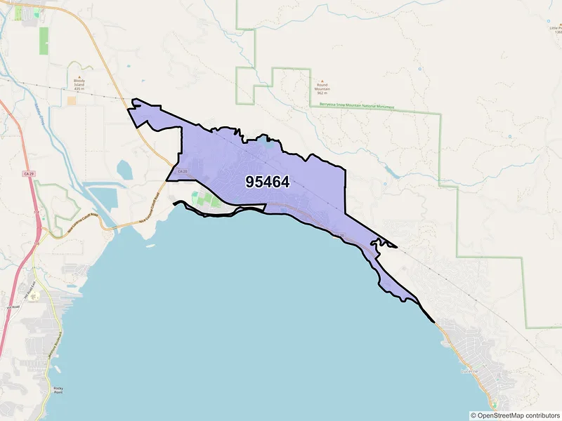 Map of ZIP Code 95464 — Nice, CA