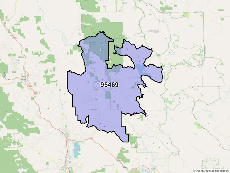 Map of ZIP Code 95469 — Potter Valley, CA