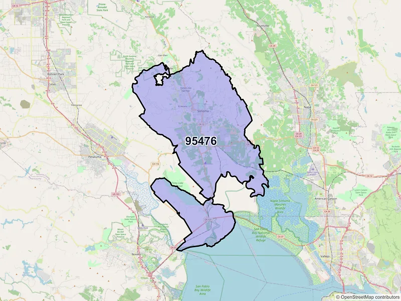Map of ZIP Code 95476 — Sonoma, CA
