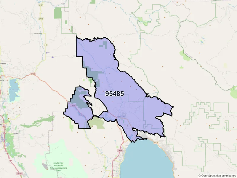 Map of ZIP Code 95485 — Upper Lake, CA