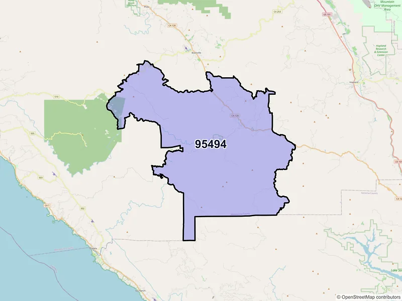 Map of ZIP Code 95494 — Yorkville, CA