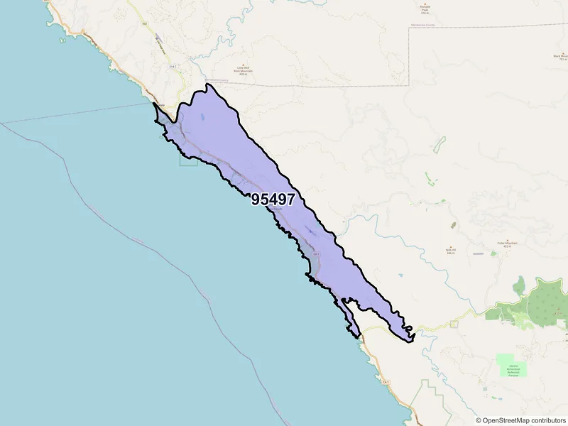 Map of The Sea Ranch, California and ZIP codes