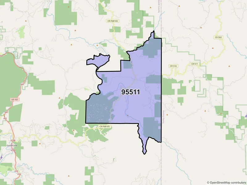 Map of ZIP Code 95511 — Alderpoint, CA