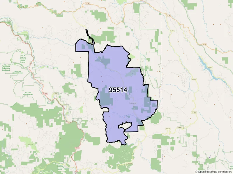 Map of ZIP Code 95514 — Blocksburg, CA