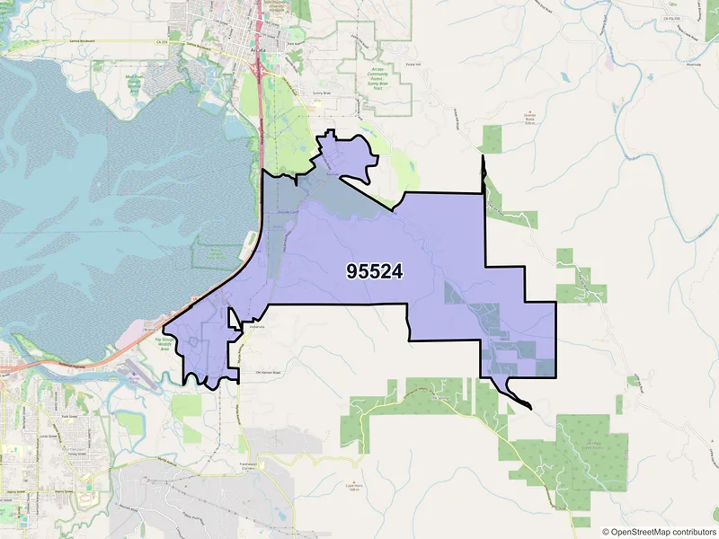 Map of ZIP Code 95524 — Bayside, CA