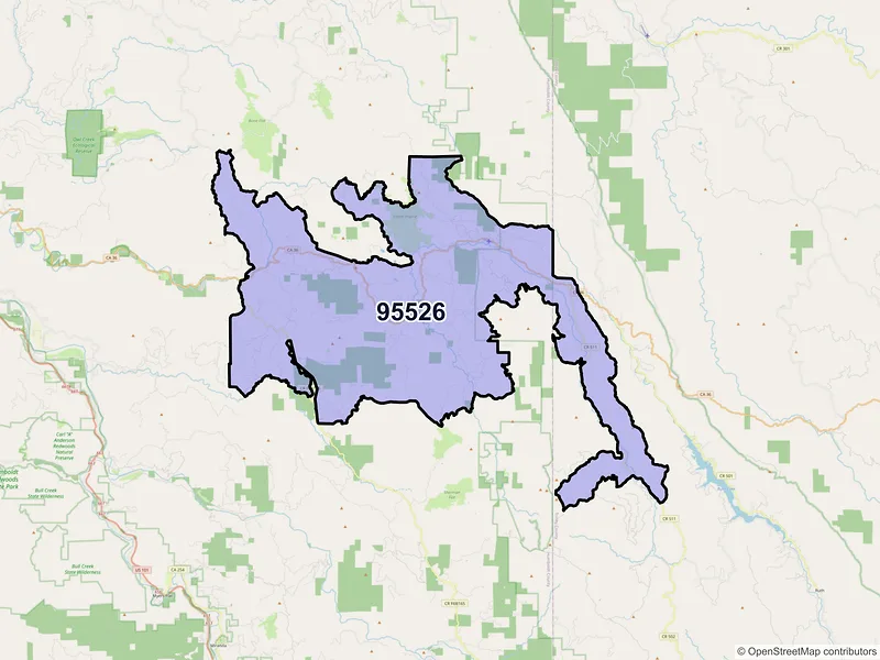Map of ZIP Code 95526 — Bridgeville, CA