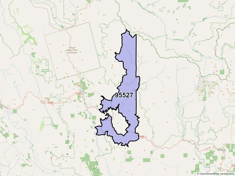 Map of ZIP Code 95527 — Burnt Ranch, CA
