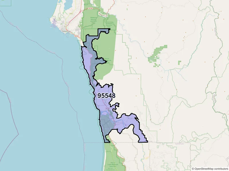 Map of ZIP Code 95548 — Klamath, CA