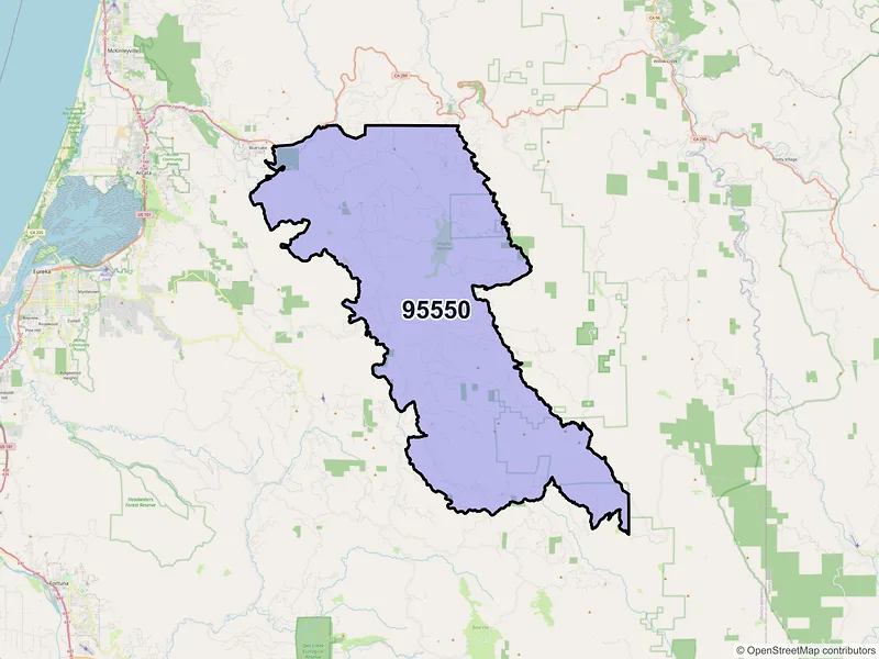 Map of ZIP Code 95550 — Korbel, CA