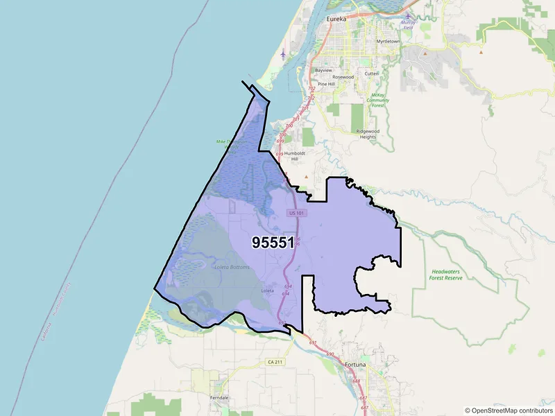 Map of ZIP Code 95551 — Loleta, CA