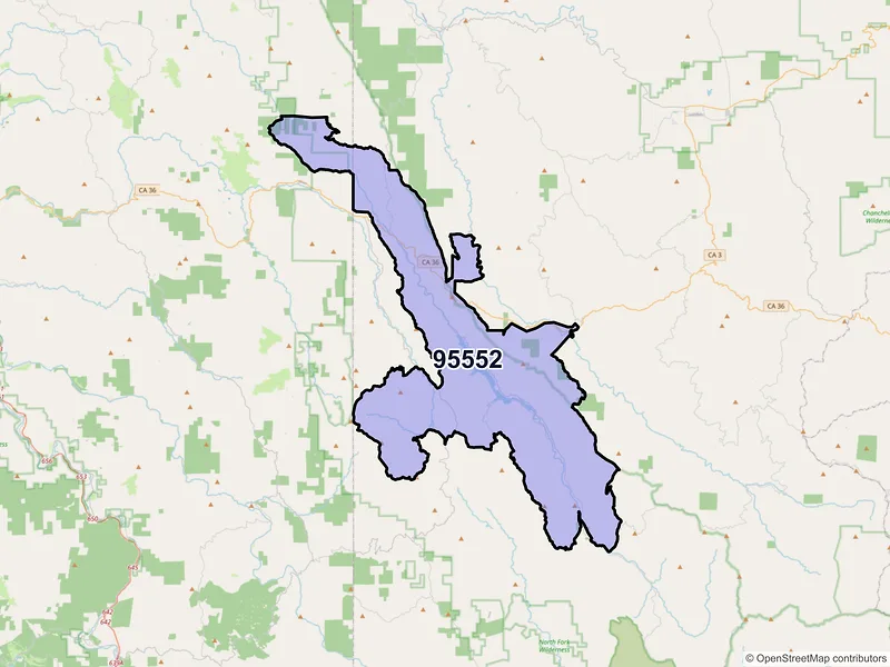 Map of ZIP Code 95552 — Mad River, CA