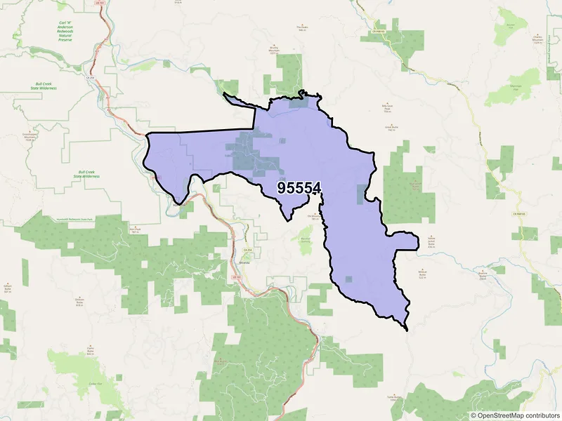 Map of ZIP Code 95554 — Myers Flat, CA