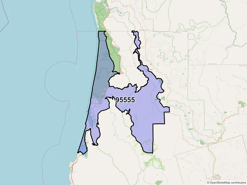Map of ZIP Code 95555 — Orick, CA