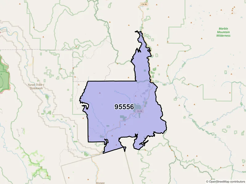 Map of Orleans, California and ZIP codes