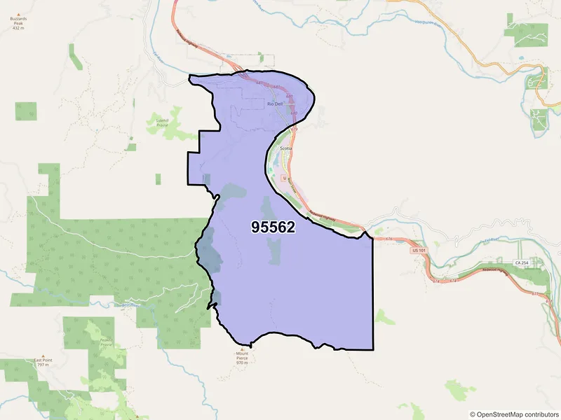 Map of ZIP Code 95562 — Rio Dell, CA