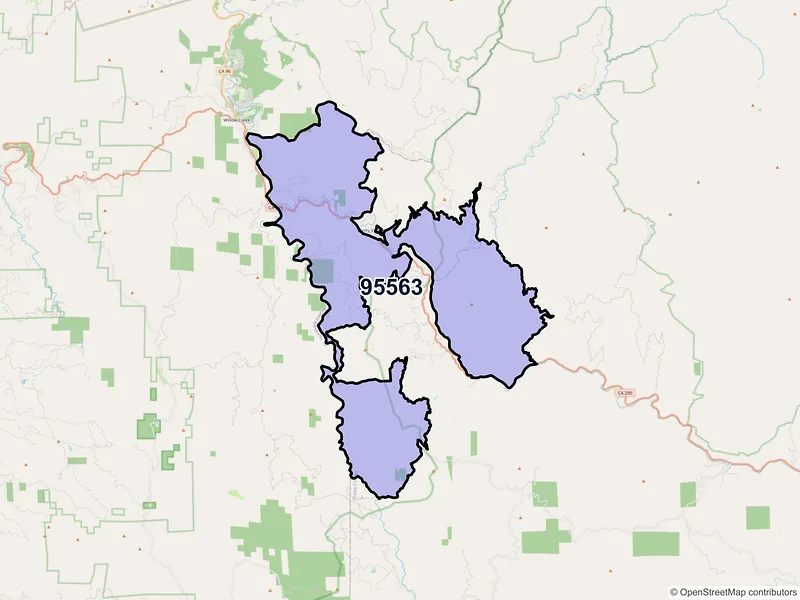Map of Salyer, California and ZIP codes
