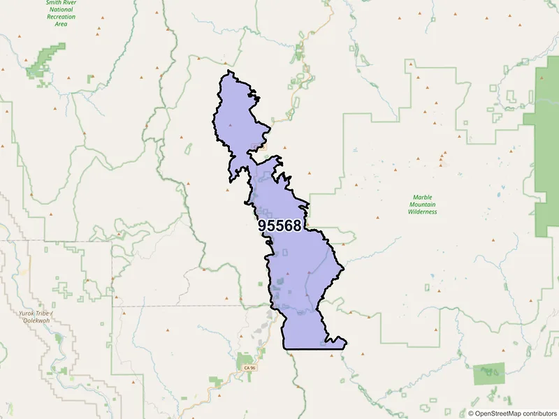 Map of ZIP Code 95568 — Somes Bar, CA