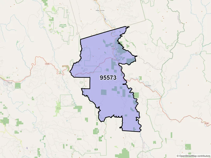 Map of Willow Creek, California and ZIP codes