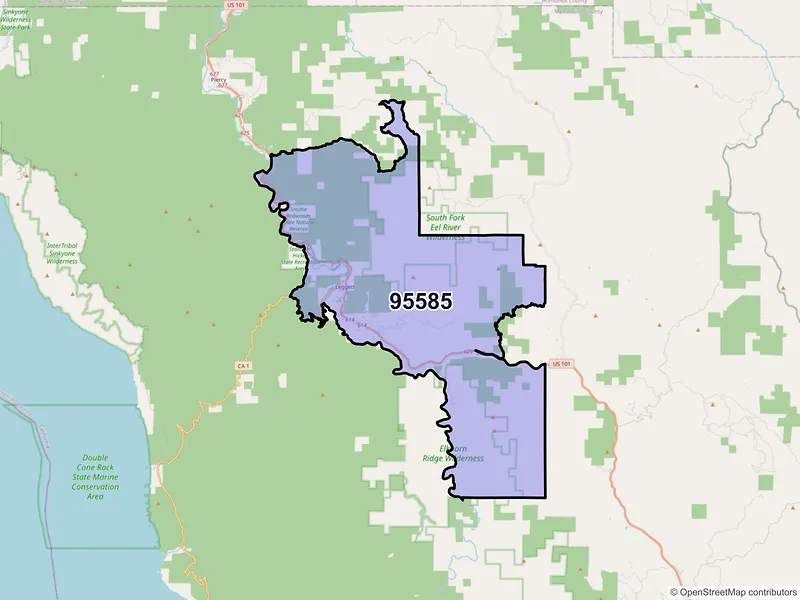 Map of ZIP Code 95585 — Leggett, CA