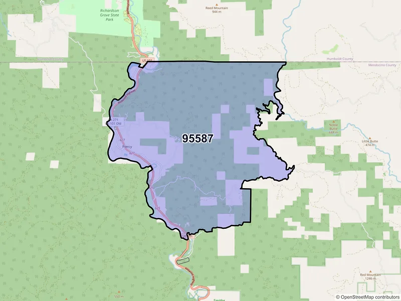 Map of ZIP Code 95587 — Piercy, CA