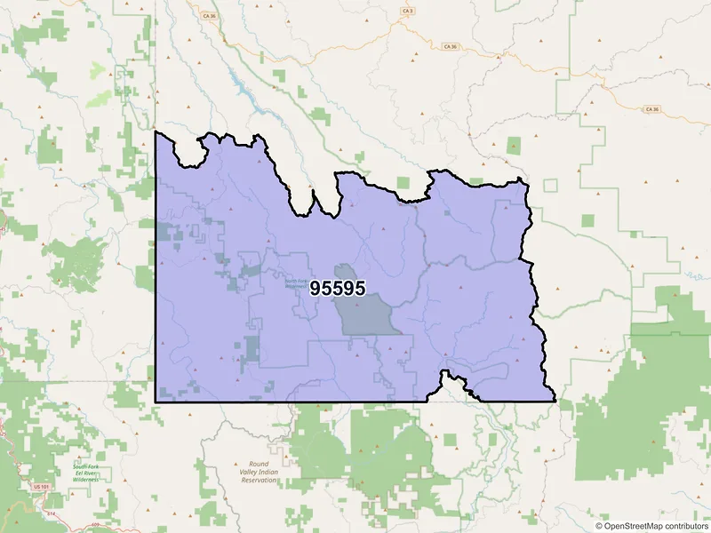 Map of ZIP Code 95595 — Zenia, CA