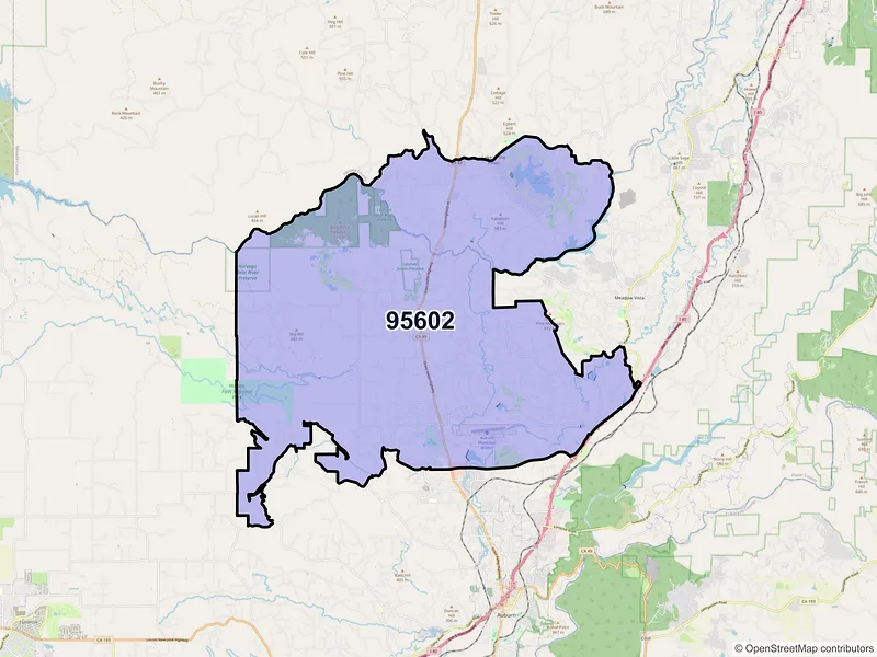 Map of ZIP Code 95602 — Auburn, CA