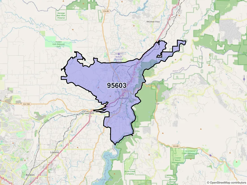 Map of ZIP Code 95603 — Auburn, CA
