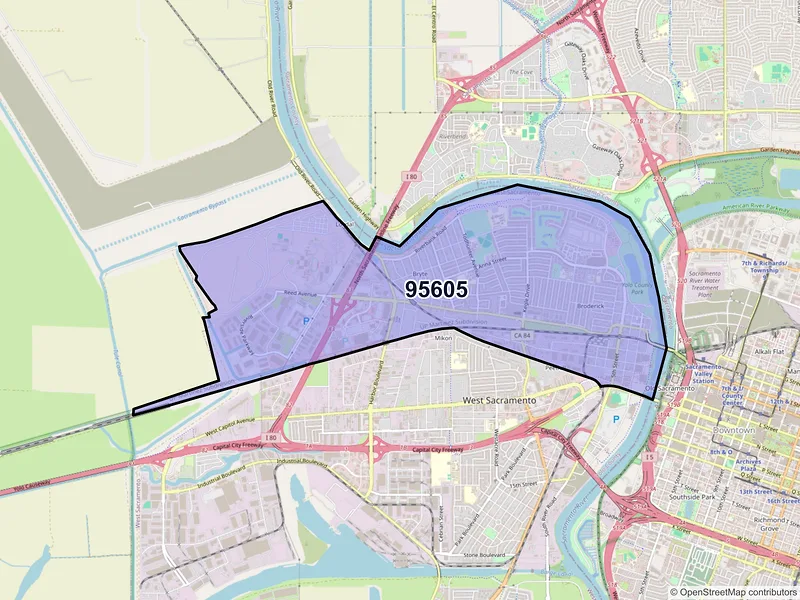 Map of ZIP Code 95605 — West Sacramento, CA