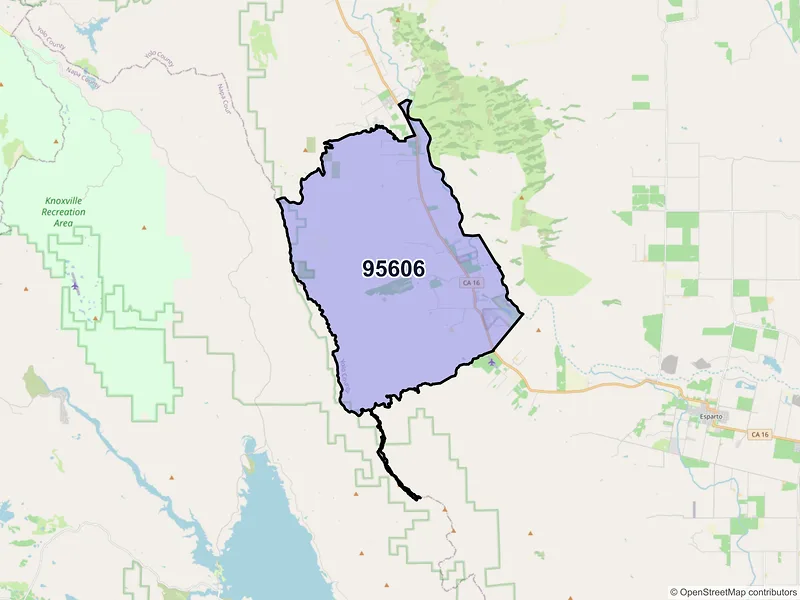 Map of Brooks, California and ZIP codes