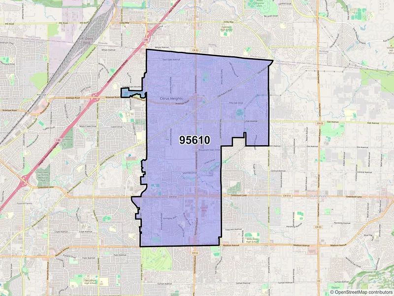 Map of ZIP Code 95610 — Citrus Heights, CA