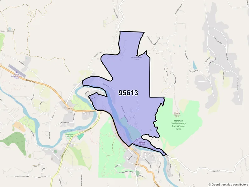 Map of Coloma, California and ZIP codes