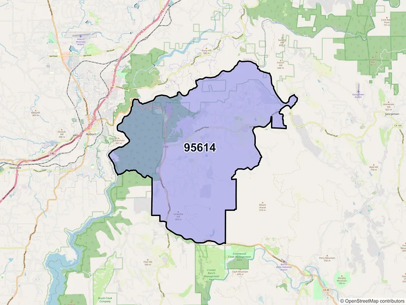 Map of ZIP Code 95614 — Cool, CA