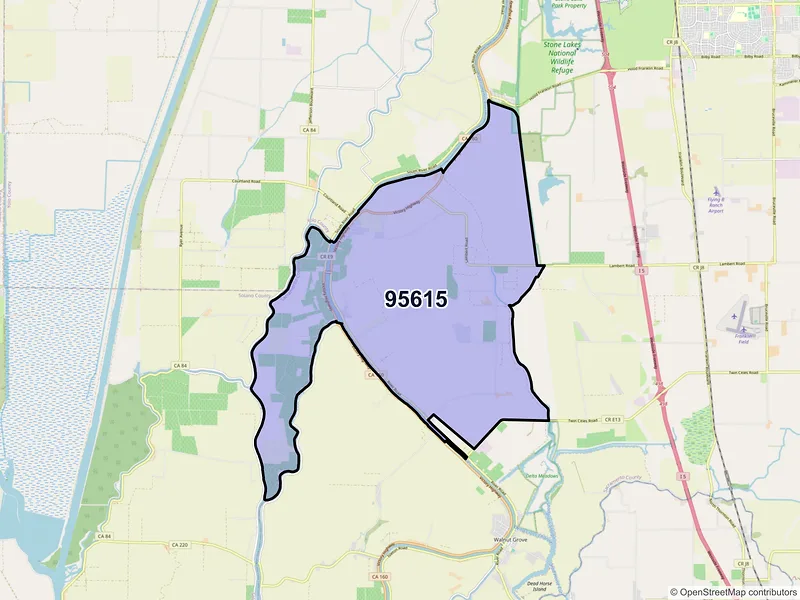 Map of ZIP Code 95615 — Courtland, CA