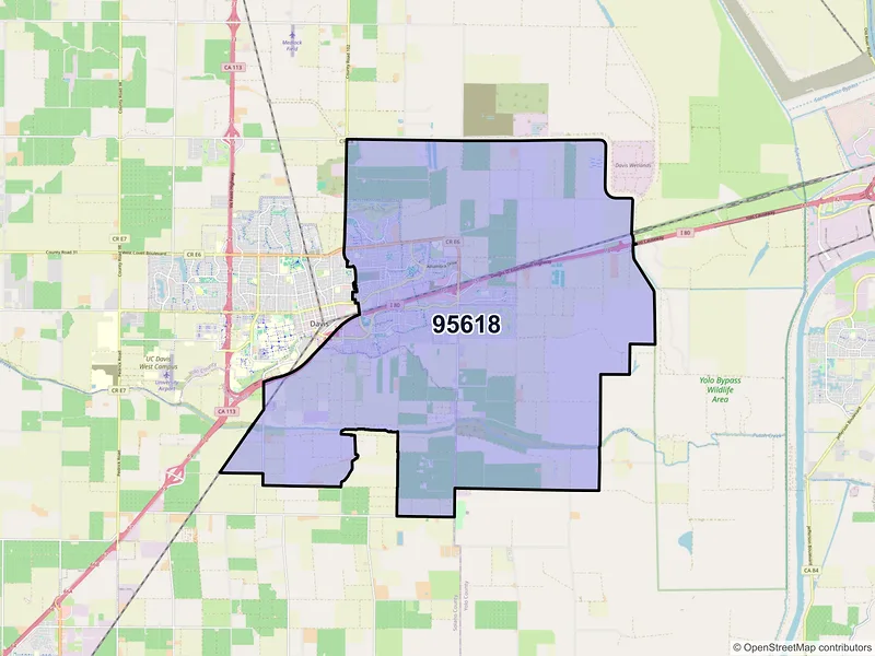 Map of ZIP Code 95618 — Davis, CA