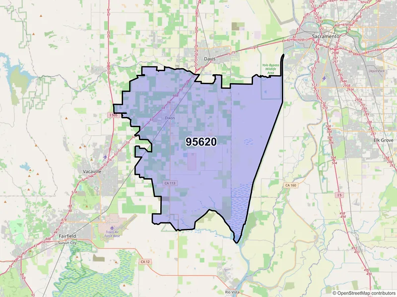 Map of ZIP Code 95620 — Dixon, CA
