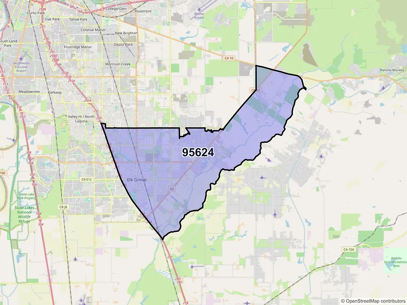 Map of ZIP Code 95624 — Elk Grove, CA