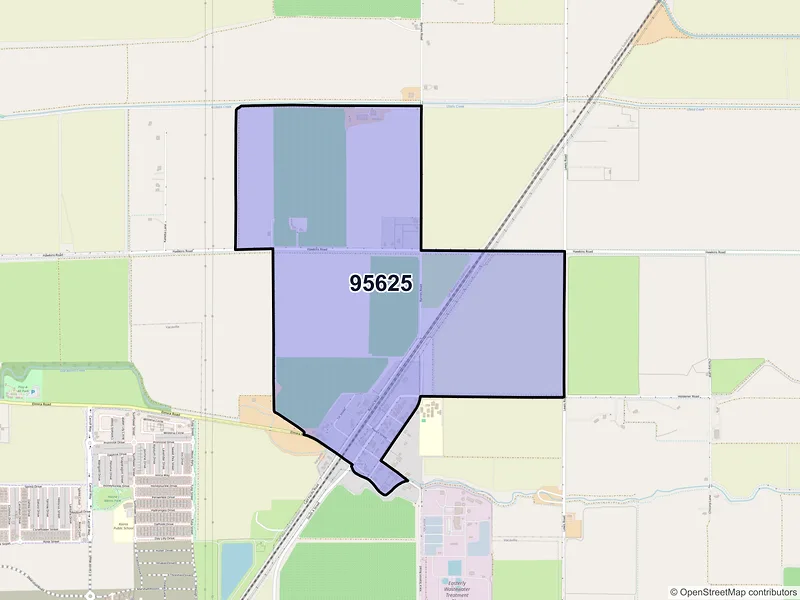 Map of Elmira, California and ZIP codes