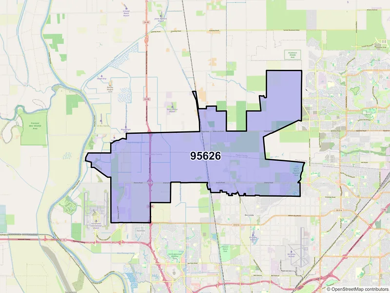 Map of Elverta, California and ZIP codes