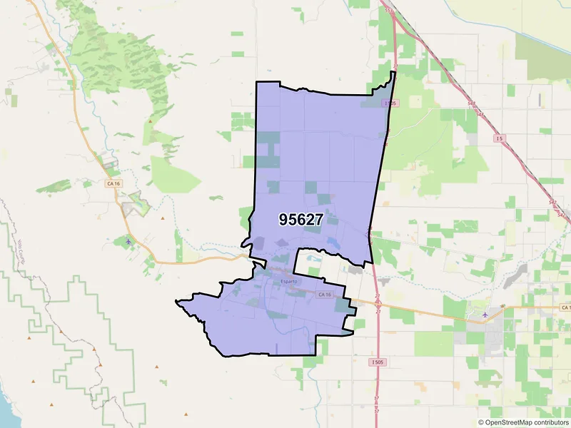 Map of ZIP Code 95627 — Esparto, CA