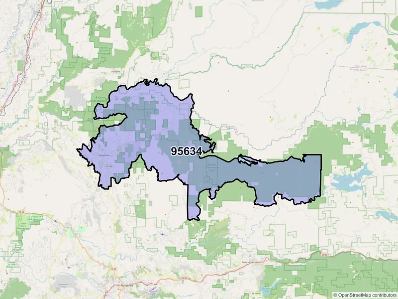 Map of ZIP Code 95634 — Georgetown, CA
