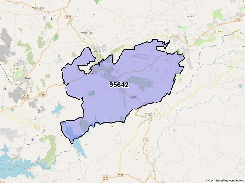 Map of ZIP Code 95642 — Jackson, CA