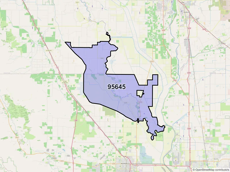 Map of ZIP Code 95645 — Knights Landing, CA