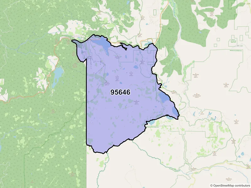 Map of Kirkwood, California and ZIP codes