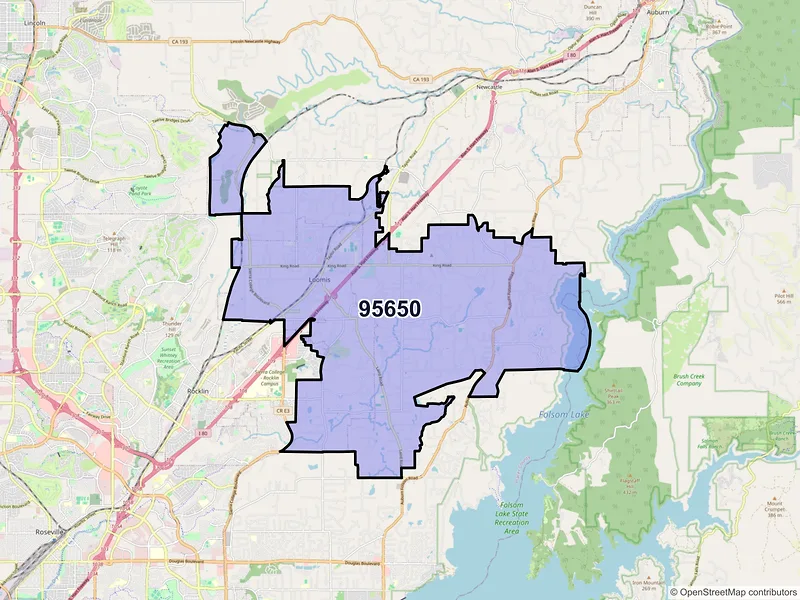 Map of ZIP Code 95650 — Loomis, CA