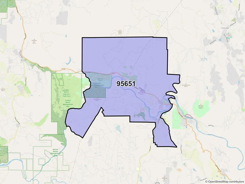 Map of Lotus, California and ZIP codes