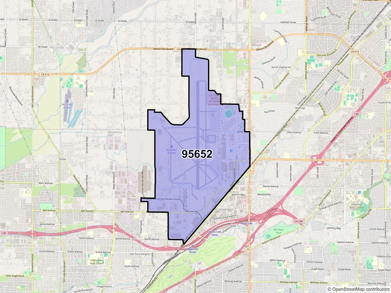 Map of ZIP Code 95652 — Mcclellan, CA