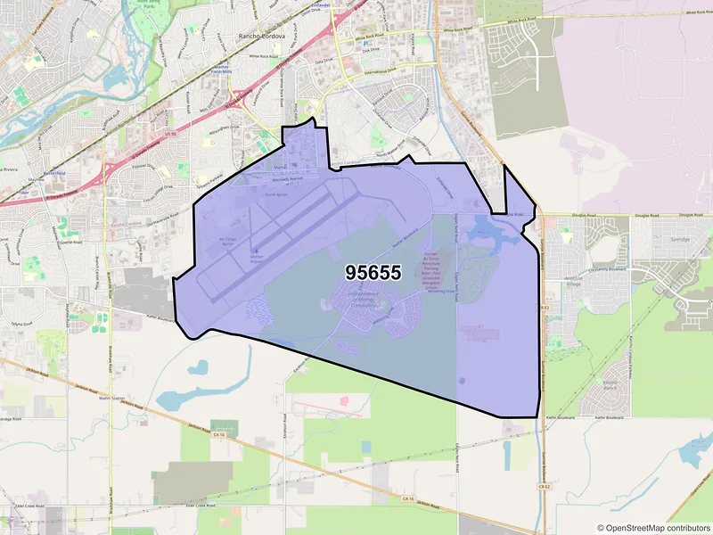 Map of ZIP Code 95655 — Mather, CA